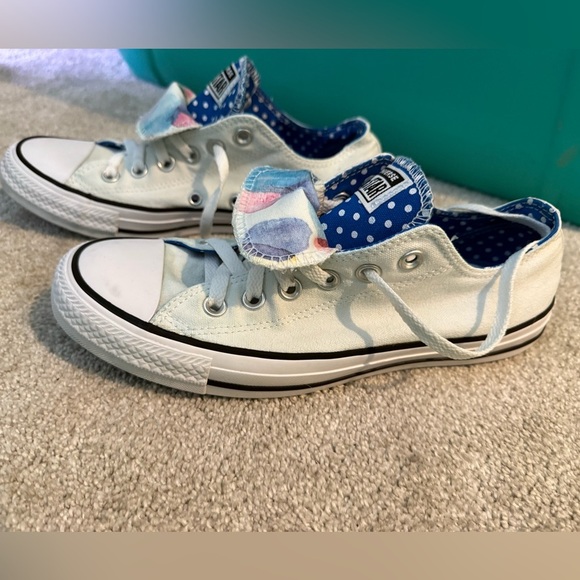 Converse White and Blue Low-Top Sneakers with Vulcanized Sole - Picture 7 of 7